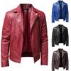 2022 Men's Fashion PU Leather Biker Jacket with Stand Collar - European and American Style