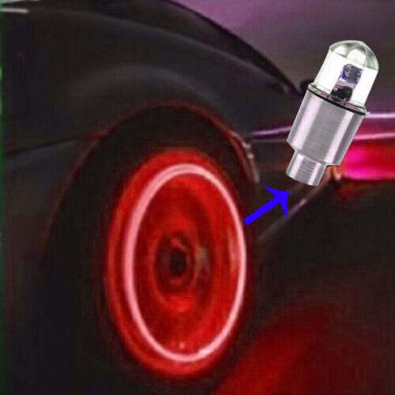 4Pcs Red Car Wheel Tire Tyre Air Valve Stem LED Lights Caps Cover  Accessories