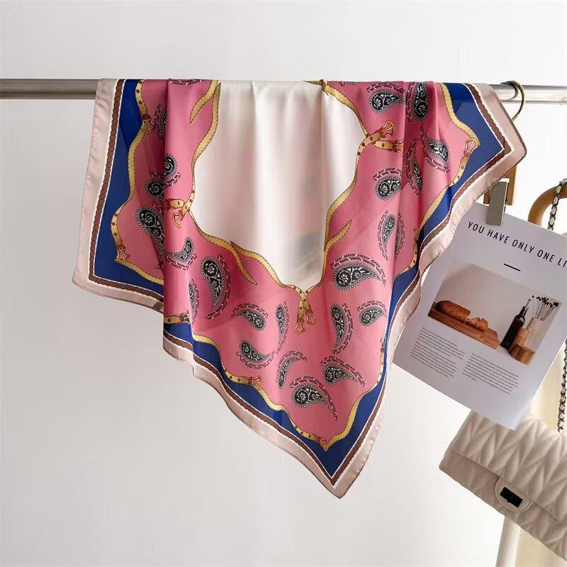 70Cm Cashew Print Scarf Universal Imitation Silk High-End Square Scarf Clothing Accessories Kerchief Shawl Protection Headscar
