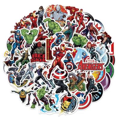 50PCS MINISO Marvel Vingadores Kawaii Adesivos Bagagem Grafiti Brinquedo Decalques Decoração Adesivo Presente Adesivo de Fechamento