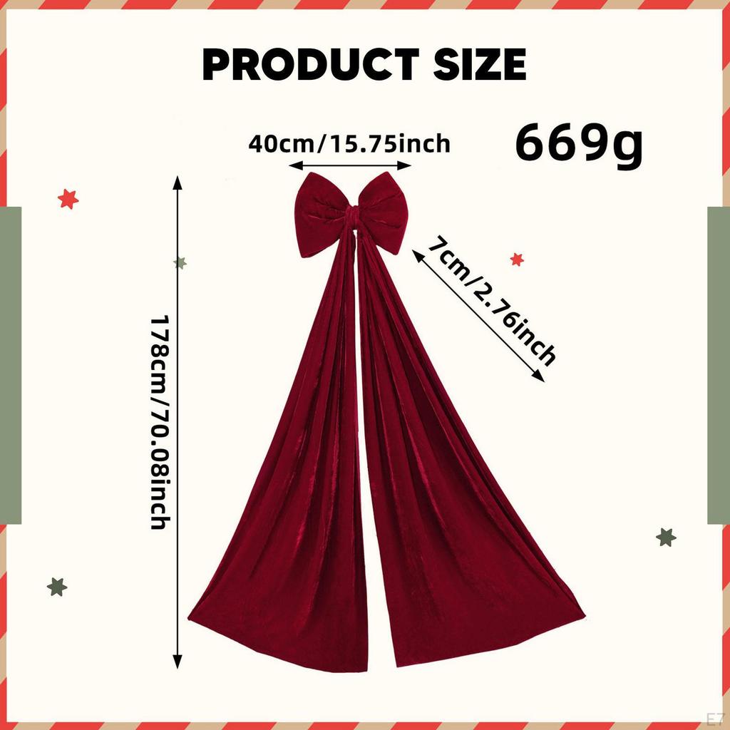 Christmas Red Big Bow Decor Velvet Large for Shower