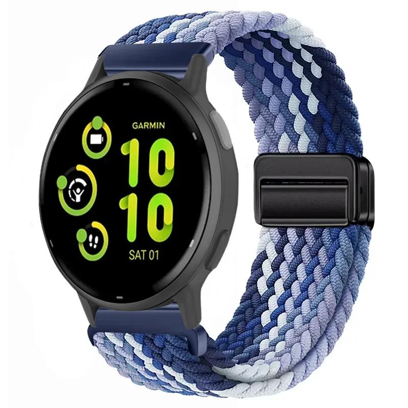20/22mm Nylon Strap for Garmin Forerunner 55 165 970 570 965 955/Venu 4 45mm Magnetic Band Garmin Vivoactive 5 6/Vivomove Trend