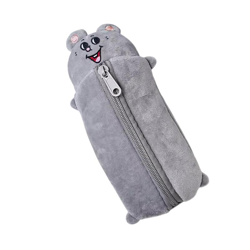 

[ZYAS]Cartoon Smiling Mouse Plush Pencil Case Cute Student Stationery Bag Large Capacity Storage Bag