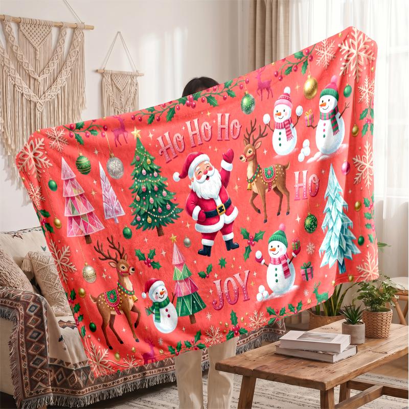 Christmas Flannel Throw Blanket Soft Warm Cozy For Sofa Bed Indoor Home Use Great Holiday Gift