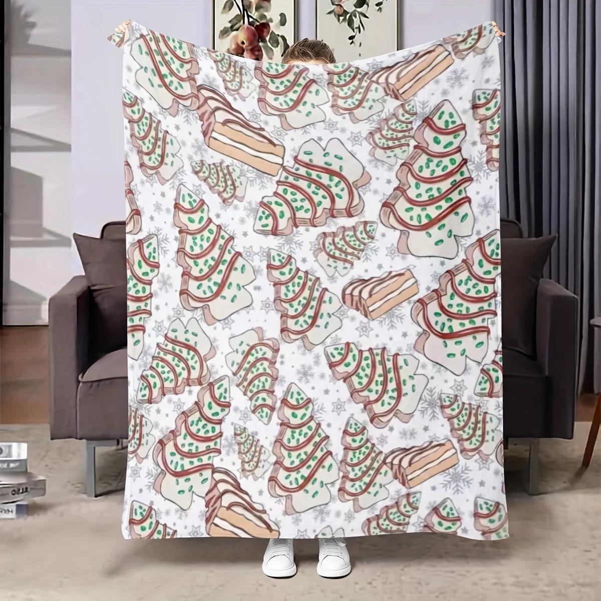 

Cozy Christmas Tree Cake-Shaped Throw Blanket - Soft, All-Season Flannel Shawl for Sofa, Bed, and Travel - Perfect Gift 75x90cm
