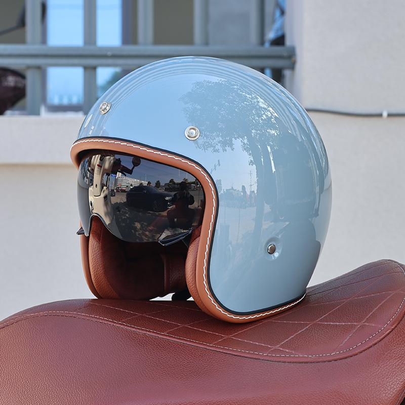 S68-DOT Certified 3/4 Open Face Motorcycle Helmet Shell Lightweight Breathable Retro Unisex Adult Scooter Cruiser Safety Helmet