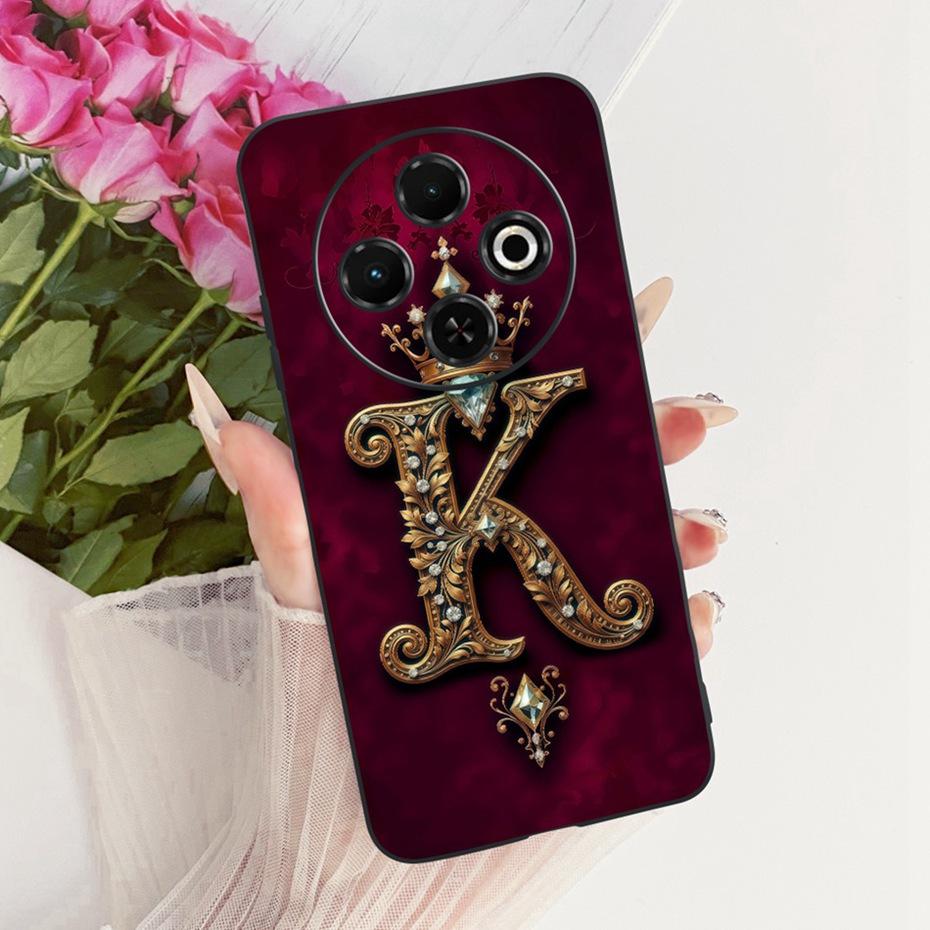 2025 Fashion Crown Letter Case For Tecno Spark 30C 30 Pro 4G Black Silicone Soft Cover For Tecno Spark30C 30 30Pro Phone Cases
