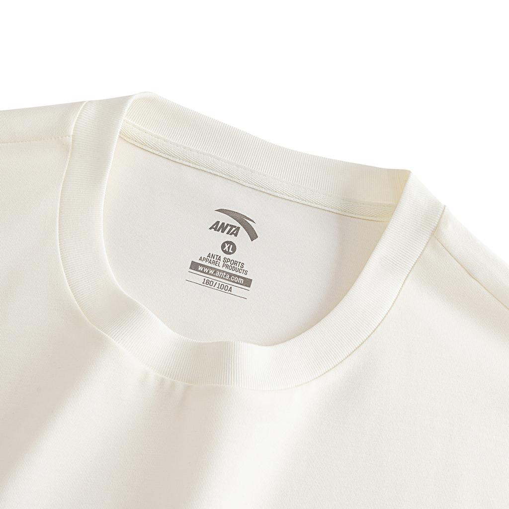 Anta Casual Loose Short Sleeve Knitted T-Shirt Summer 2026 Unisex Tops Ivory 972628117-1