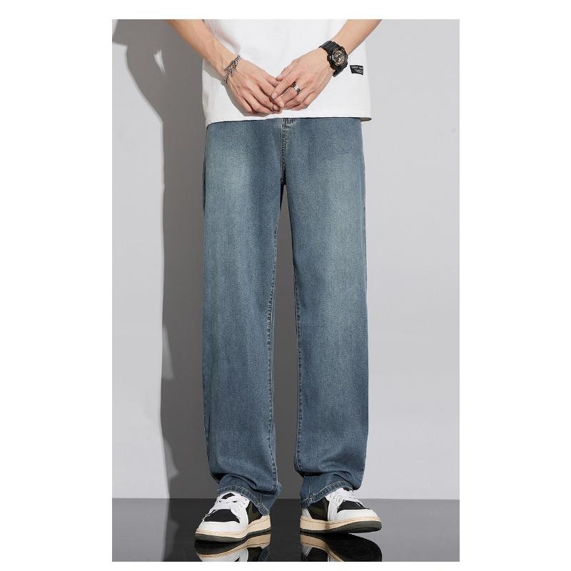 Tennis Jeans Spring and Summer Japanese Loose Straight Stretch Thin Jeans