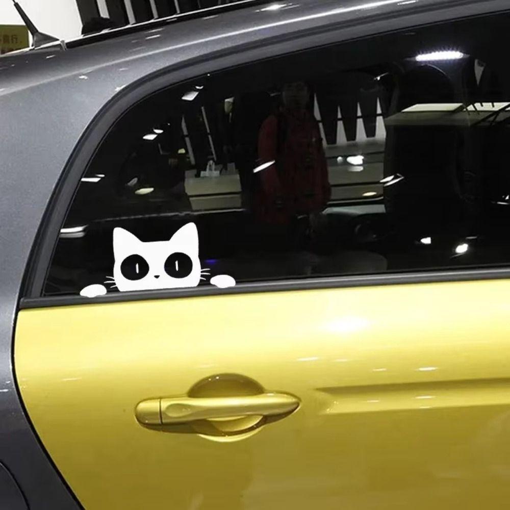 10pcs Black White Car Window Decals Cat Peeking Stickers Electric Motorcycle Stickers