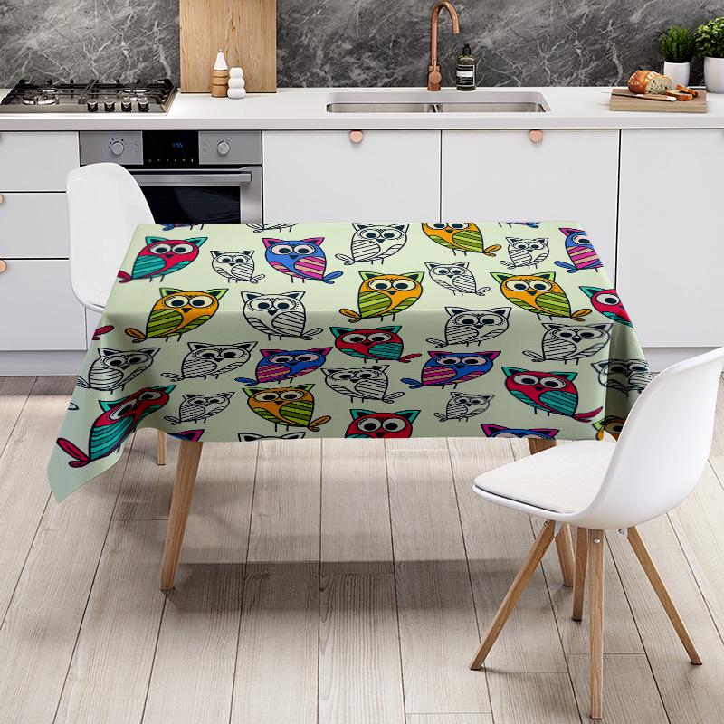 Colorful Owl Tablecloth Perfect Addition for Your Dining Room Decor!