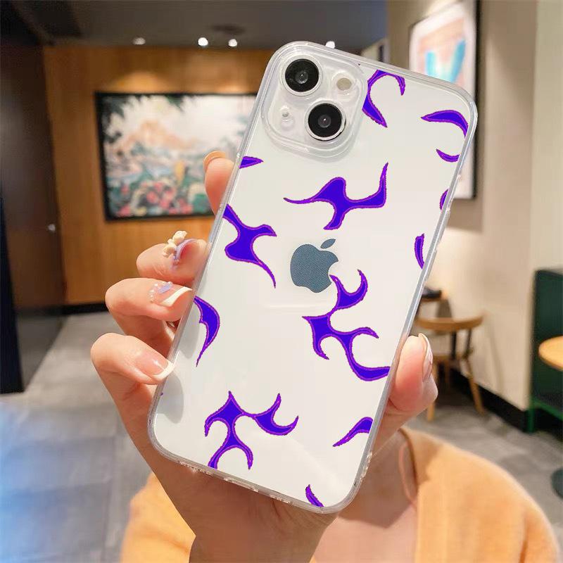 Fashion Flame Luxury Transparent Soft Phone Case For iPhone 15 14 13 12 11 Pro Max XS X XR 7 8 Plus Shockproof Cover Fundas