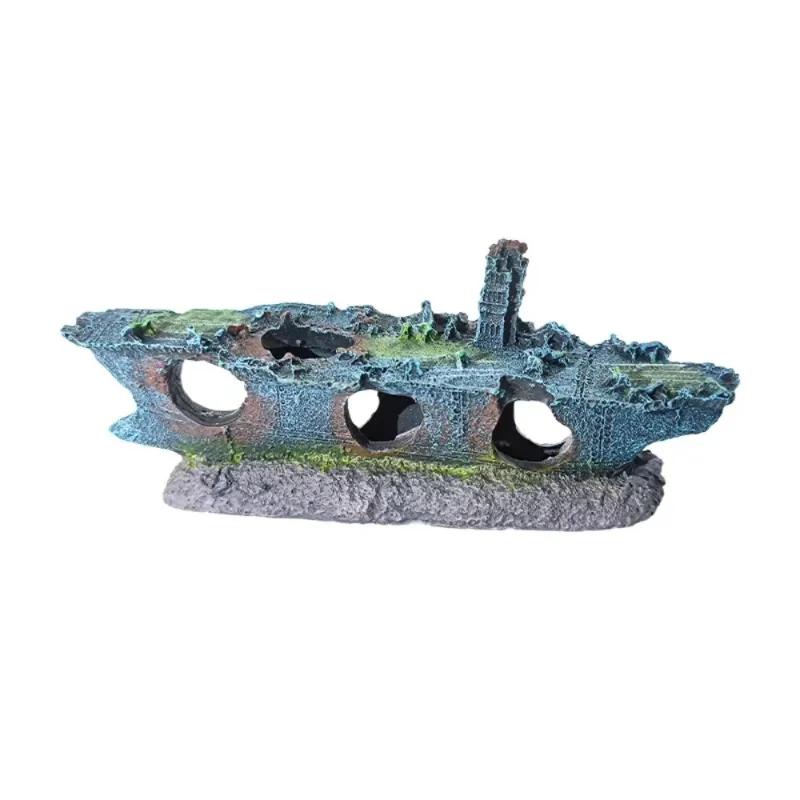 A Top Quality Aquarium Fish Tank Decorations Landscape Pirate Ship Wreck Ship Vintage Resin Design Boat Aquarium Accessorie Home