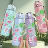 1PC Watermelon Slice Fruit Pattern 750ml Color Plastic Sports Water Bottle Leakproof Flip Straw Lid Suitable for Sports Office Home Use