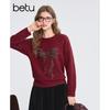 Betu Women's Sequin Bow Pullover Sweater