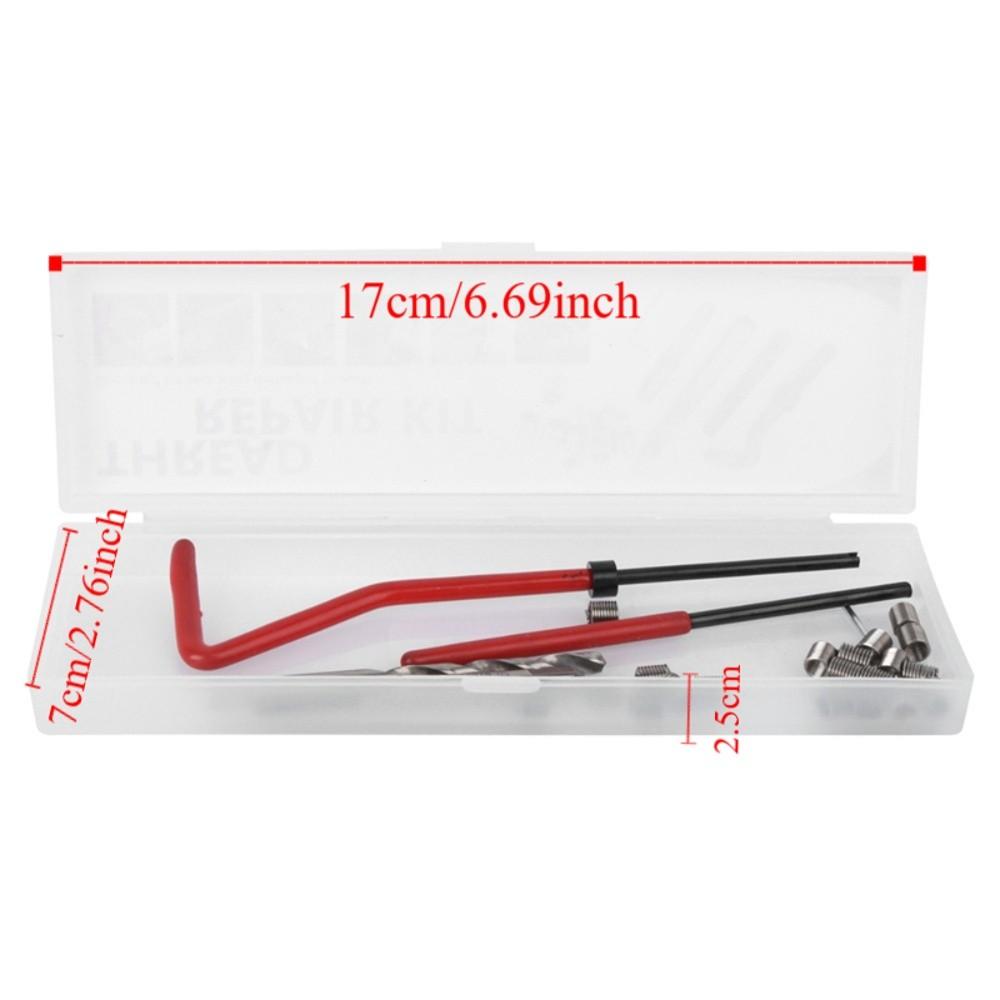 25 Pcs M4 Size Thread Repair Kit Transparent Plastic Box Metric Helicoil Kit Thread Repair Insert Kit for Automotive Repair