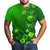 St. Patrick's Adult  Green Crew-neck Short-sleeved Printed Green Three-leaf T-shirt