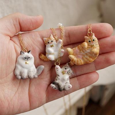 Vintage Cute Cartoon Cat Pendant Necklace For Women Retro Fashion Jewelry Gifts