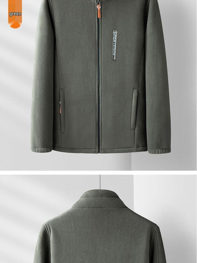Men's Double-Sided Polar Fleece Jacket - Thickened Windbreaker for Autumn and Winter