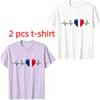 Fun I Love France Pattern Print Men's T-shirt Summer Men's and Women's Casual Fashion Tops Men's Short Sleeve T-shirt Oversize Clothing