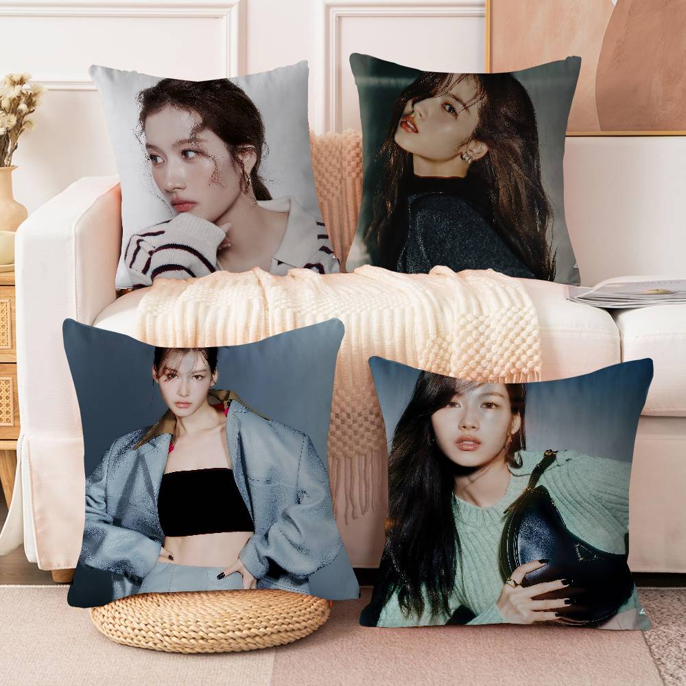 S-Sana TwiceS Pillow Covers Cartoon Sofa Decorative Home Double-sided Printing Short Plush Cute Cushion Cover