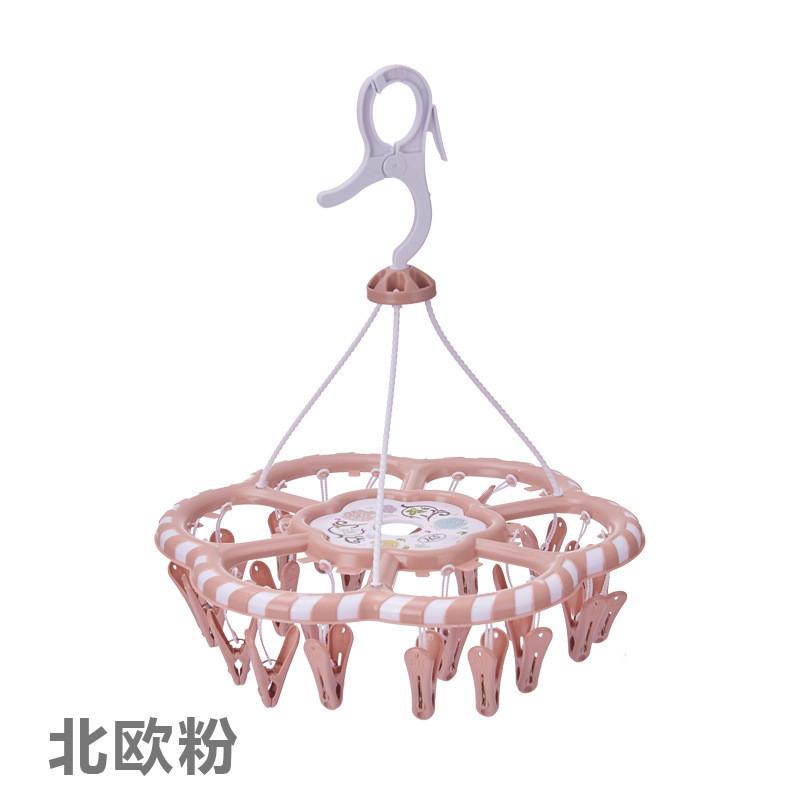 

Plastic Clothes Handy Drying Rack With 24 Clips For Convenient And Drying Organized Nordic Pink