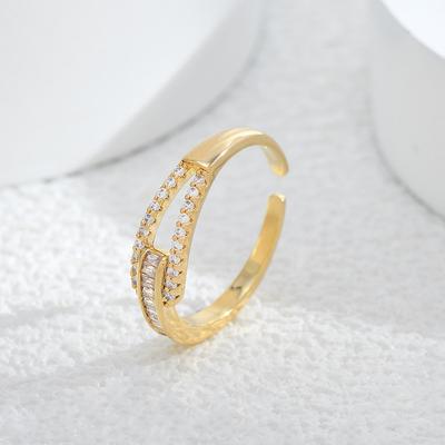 Adjustable Women's Ring Light Luxury Full Zirconium Double Layer Ins Style Premium Sense of Niche Design Exquisite Wedding Party Jewelry