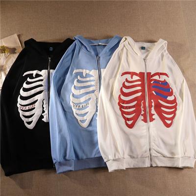 Dámska móda Potlač Anime Muži Ženy Mikina na zips Bunda Voľný Streetwear pulóver