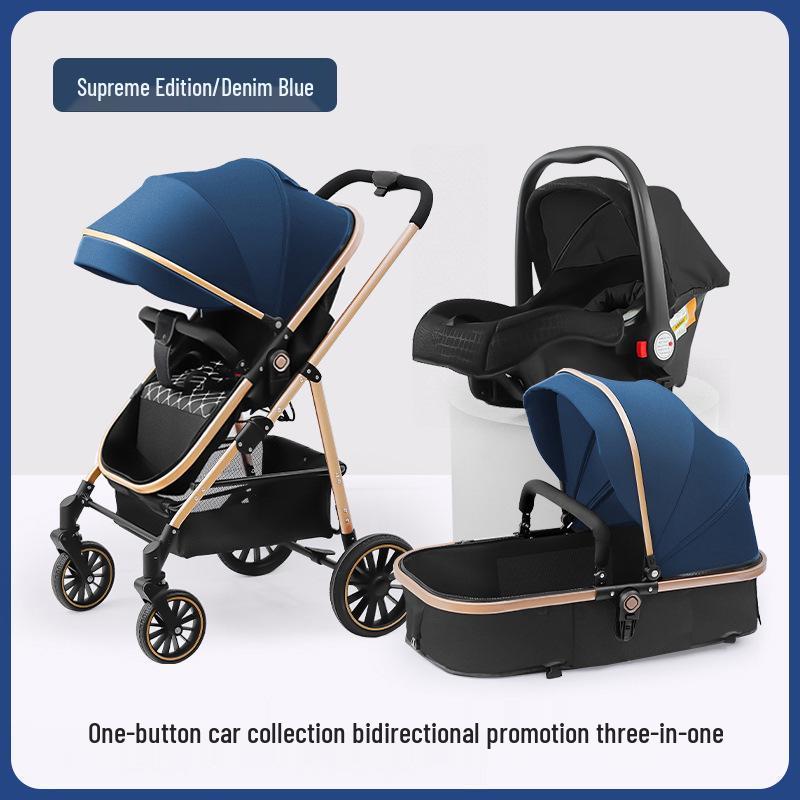 High Landscape Reversible Baby Stroller & Reclining Tricycle, Three-in-One with Large Wheels