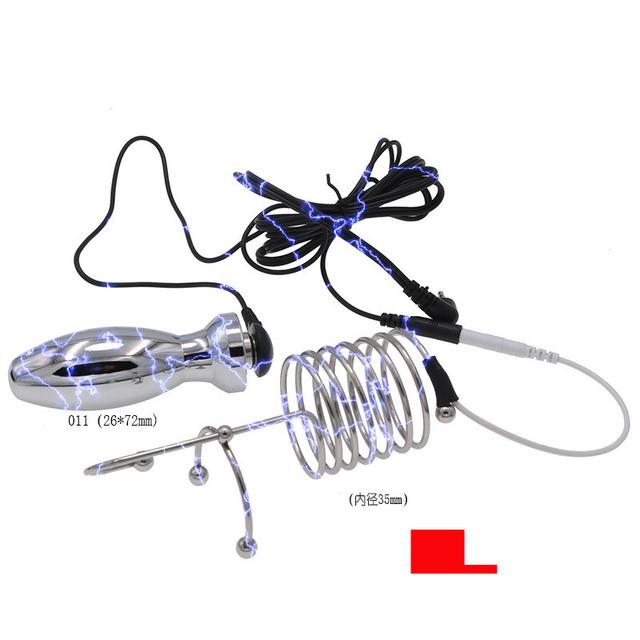 Bdsm Electric Shock Anal Plug Penis Plug Electrosex Rings E-stim Anus Stimulator Chastity Cage Masturbation Sex Tools For Men