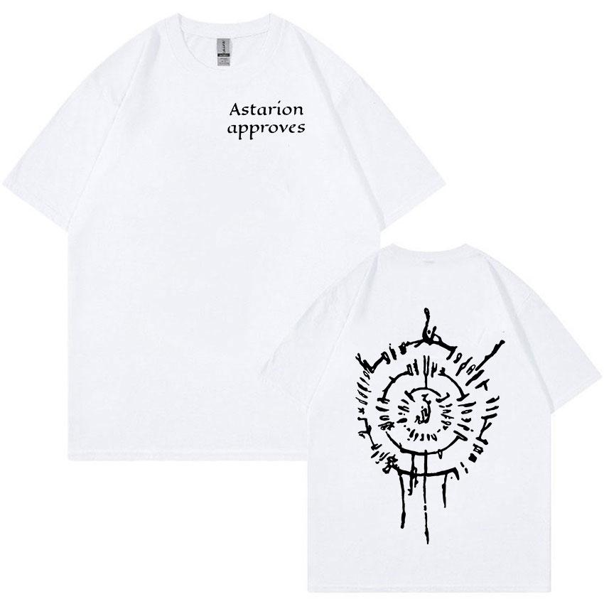 Hot Astarion Letters Graphic T Shirt Men's Casual Fashion Short Sleeve T-Shirt Unisex 100% Cotton Oversized T Shirts Streetwear