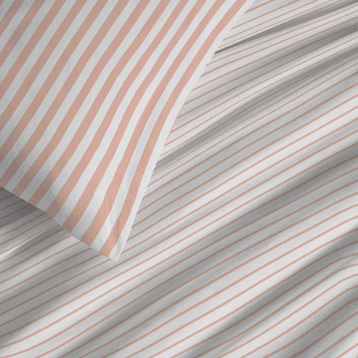 Pack complet housse de couette réversible "Vanessa" 6 pièces pour lit 140 x 190 Palerme Blush