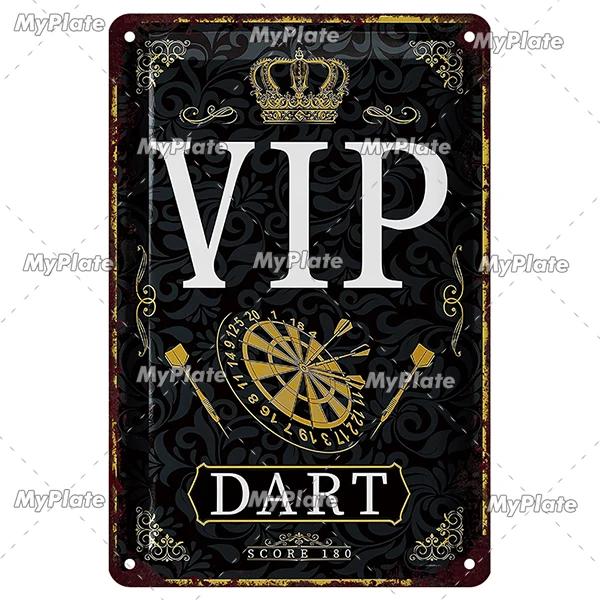 Игровые Дартс Металлическая Вывеска VIP Винтажная Табличка Жестяная Вывеска Пластина Настенный Декор Для Бара Клуба Арт Картина Постер Подарок 20x30cm(7.8x11.8inch)