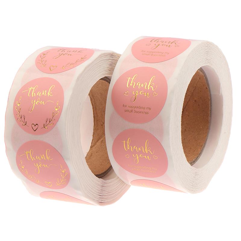 500 ks na roli nálepka s poděkováním Nálepka s pečetí Růžová nálepka s papírovou nálepkou