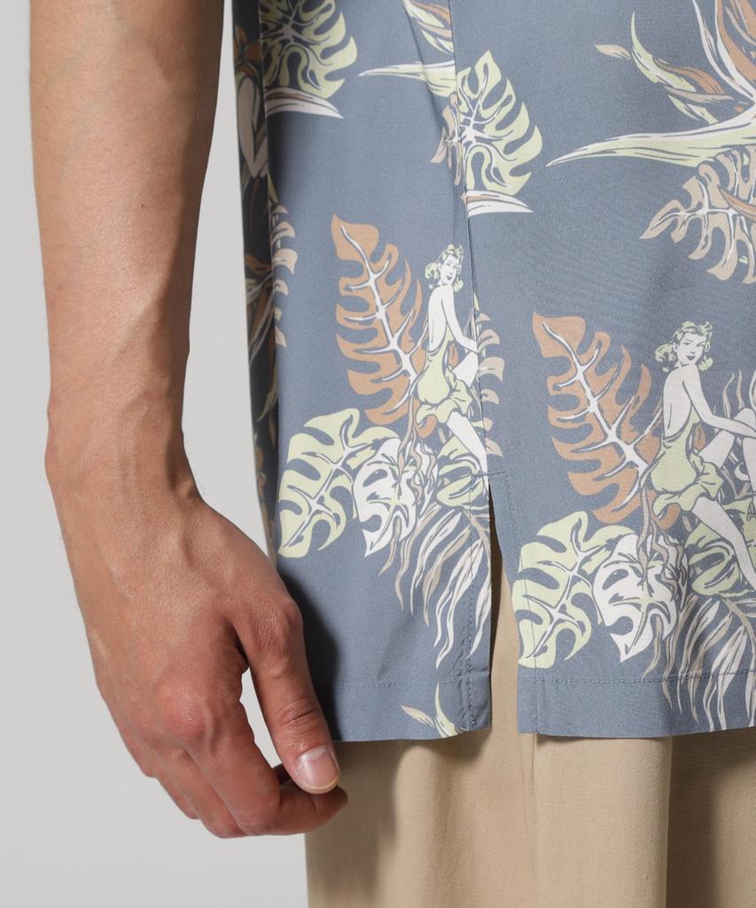 Avirex Aloha Shirt Tropical Girl Size M 391 Sax Men's 783-5123007