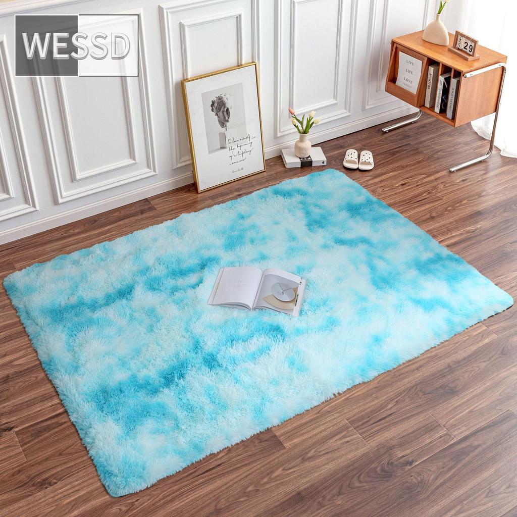 Přechodový barevný plyšový koberec do ložnice Měkký obdélník Huňaté koberečky do obývacího pokoje Roztomilá heboučká dívčí podložka do pokoje Dětská podložka na hraní na koberec Dekorace do pokoje