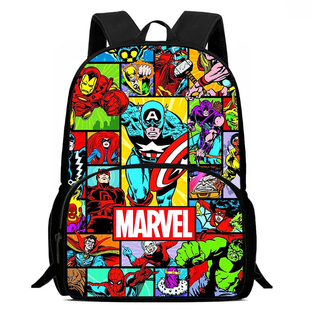 Marvel Child School Backpack with Front Pocket,Cartoon Marvel School Bags for Boys Girls,Durable Kids Backpack for Pupil Student
