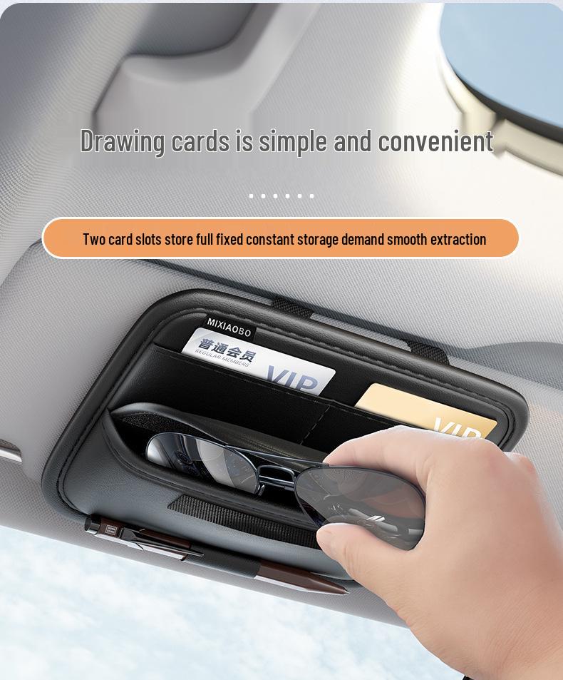 Multi-Functional Car Sun Visor Organizer: Glasses Case, Card Holder, Ticket Clip