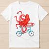 Pulpo en una Bicicleta Amante del Océano Mar Capitán Regalo Divertido Camiseta T Shirt G653