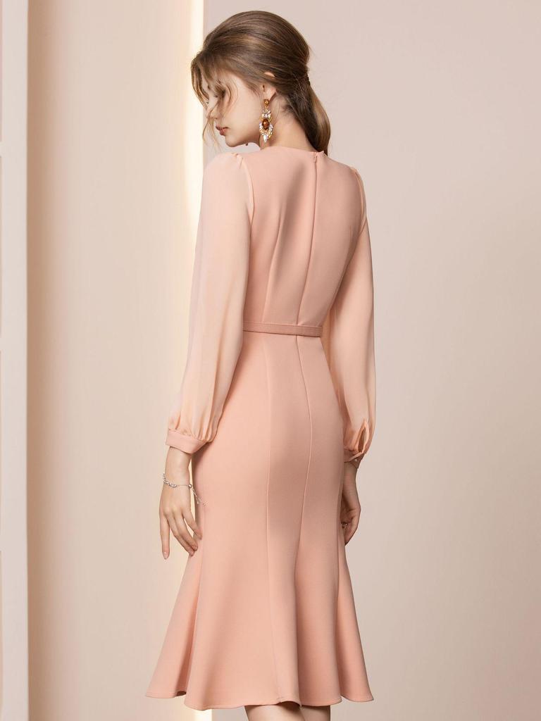 Zhi Li French Elegant Mermaid Dress with Coat - Long-Sleeve Style for Important Occasions