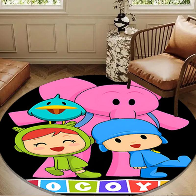 Pocoyo's Colorful Adventure Round Mat Home Decor, Chair Rug For livingroom,Bedroom, Doormat Home Decor Birthday Gift Christmas Gifts