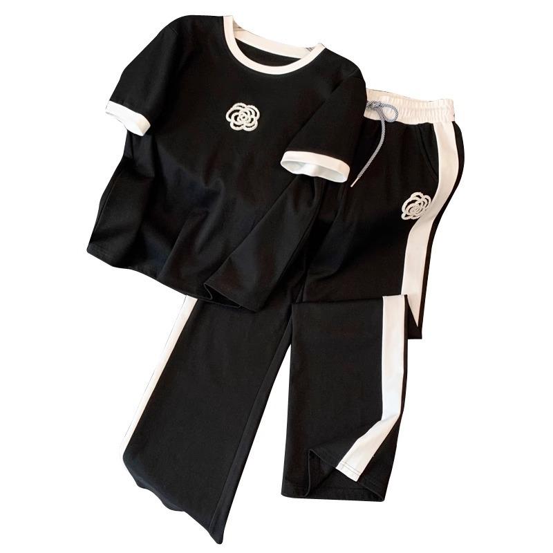 Sommer Damen Sets Rundhals Kurzarm T-Shirt Hose Damen Trainingsanzüge Outfits