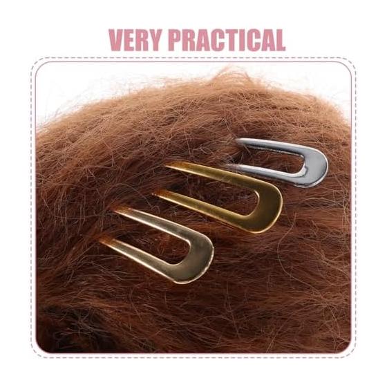 FRCOLOR U-Shaped Hairpins, 3-Piece Set for Women, French Hair Sticks, Textured Metal Updo Accessories