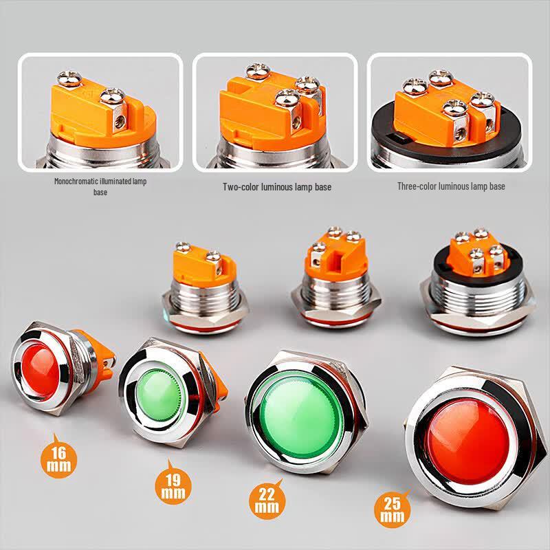25mm Tri-Color Waterproof Metal Indicator Light