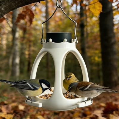 Zonnekroon Vogelvoederhuisje Buiten Hangend Vogelvoederhuisje Wilde Vogelvoederhuisje met LED-licht voor Tuindecor Achtertuin Accessoire