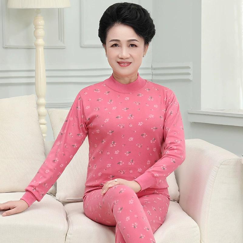 Women's Pure Cotton Thermal Underwear Set for Middle-Aged and Elderly - Thin Large Size Autumn Winter