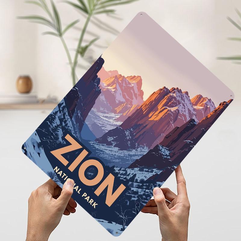 Timeless Zion Canyon Utah Printed Poster Customized Retro Wall Art Vintage Metal Tin Signs for Home Bathroom Decor Coffee Bar