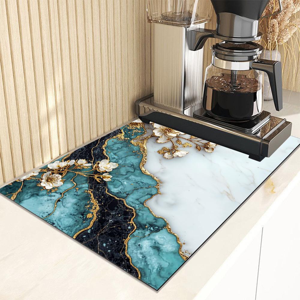 Tappetino da Cucina Super Assorbente con Stampa Marmo Tappetino Asciuga Stoviglie Asciugatura Rapida Tappetino Scolapiatti Tappetino per Stoviglie Antiscivolo Sottopiatto da Pranzo Caffè
