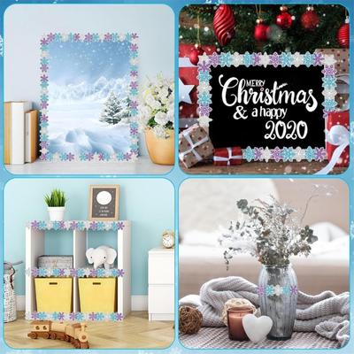 W89C Snowflake Bulletin Board Boarder Scalloped Border Trims for School Decoration