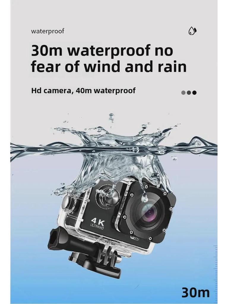 Cameră de Acțiune 4K WiFi Rezistentă la Apă - Cameră Video HD pentru Scufundări și Sport